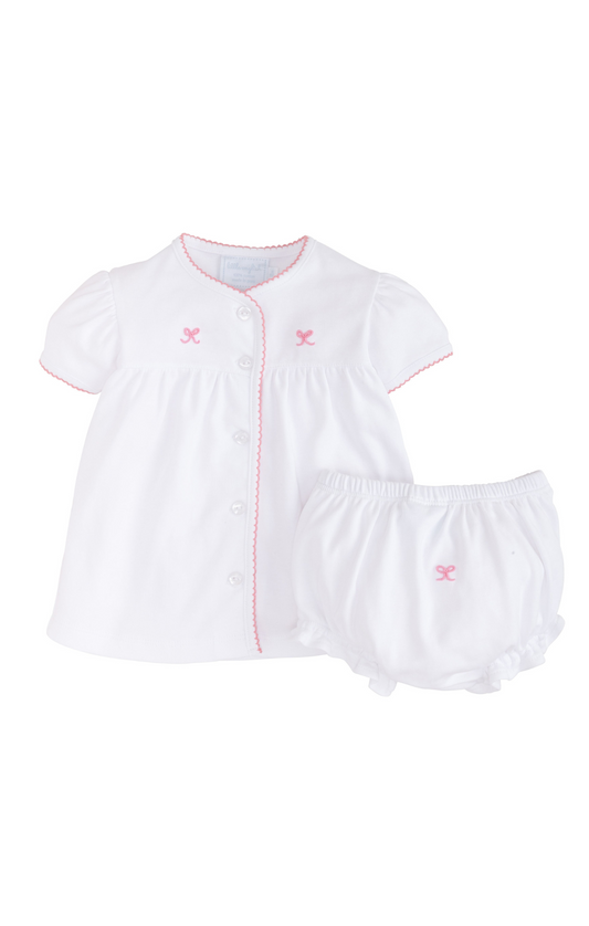 Pinpoint Layette Knit Set, Bow
