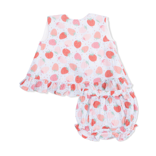Strawberry Bliss Ruffle Back Top & Bloomer Set