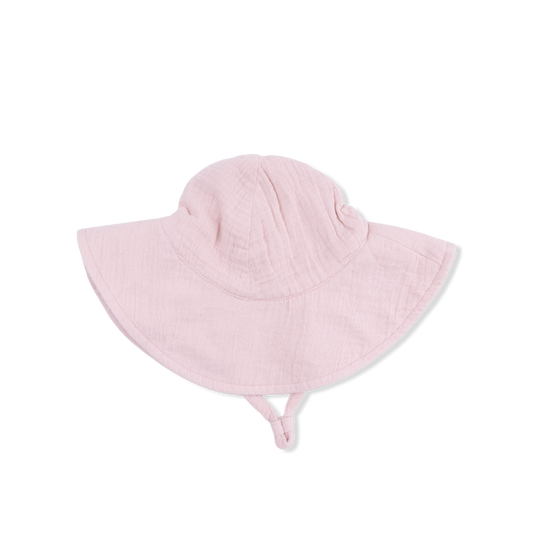 Solid Muslin Wide Brim Sun Hat, Lotus