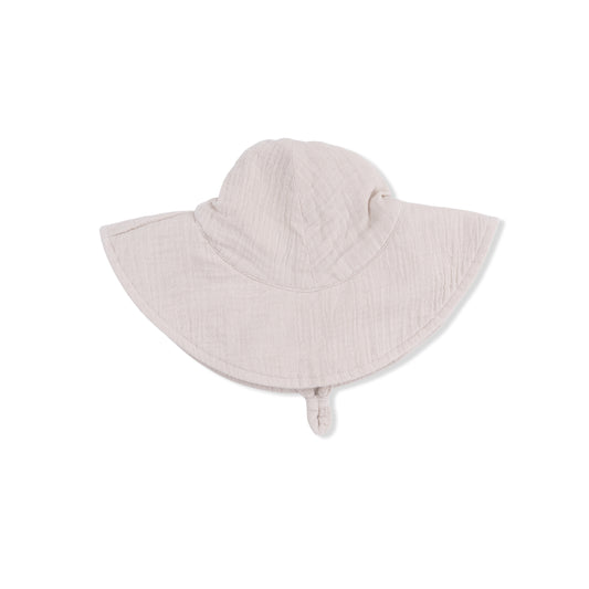 Solid Muslin Wide Brim Sun Hat, French Oak
