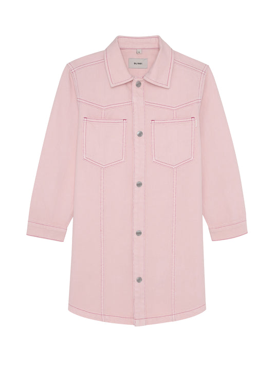 Simona Denim Dress, Primrose Pink