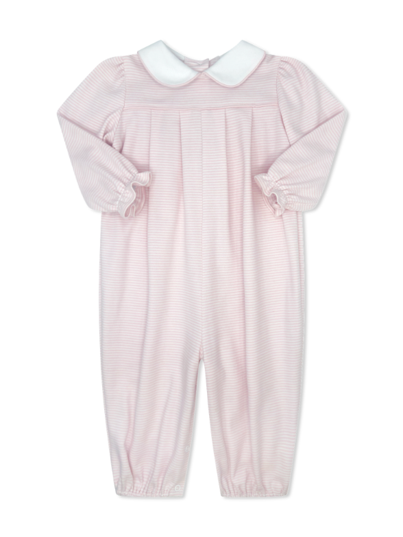 Leighann Romper Long Sleeve, Pensacola Pink Ministripe