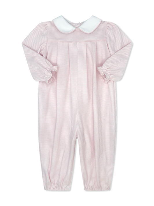 Leighann Romper Long Sleeve, Pensacola Pink Ministripe