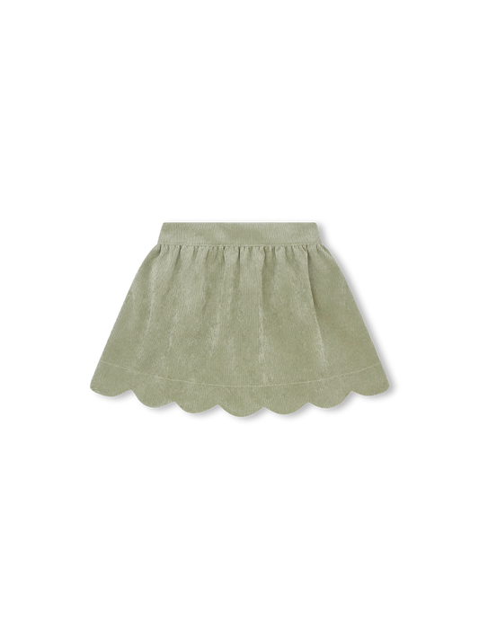 Susie Scallop Skirt, Sweetgrass Corduroy