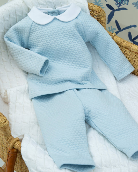 Quilted Pant Set, Light Blue