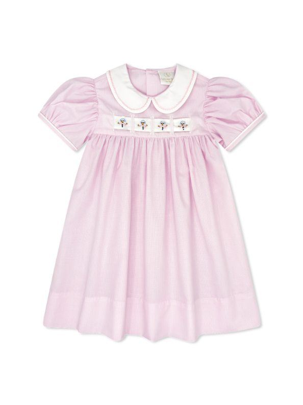Ruth Ribbon Dress - Baby Pink Minigingham, Snowman, Bows, Crayon, Holly