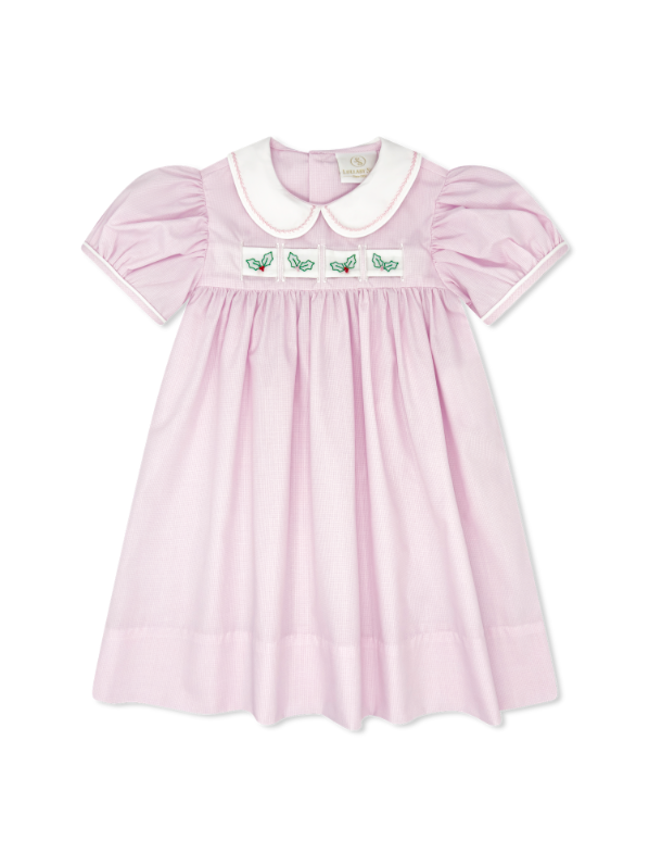 Ruth Ribbon Dress - Baby Pink Minigingham, Snowman, Bows, Crayon, Holly