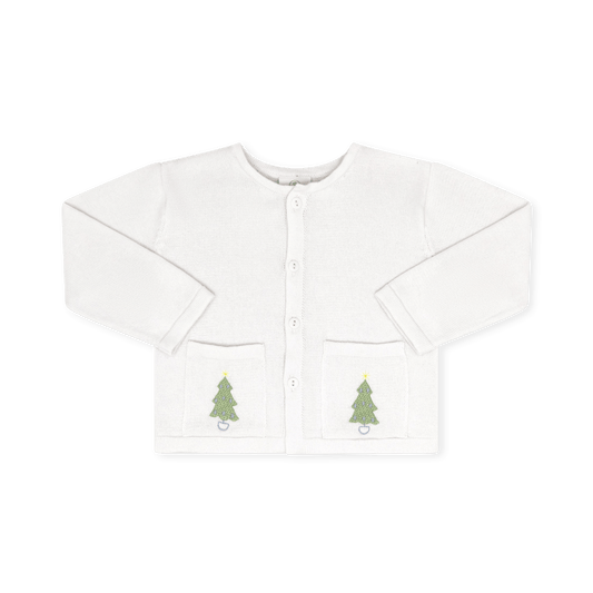 Burrow Button Down Sweater, Christmas Tree Blue