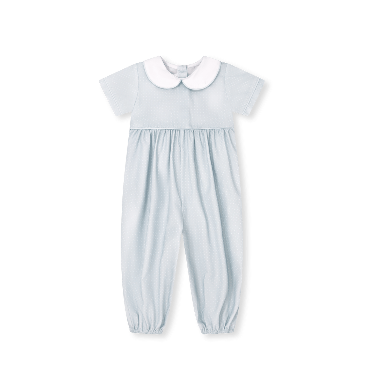 Rover Romper, Bellevue Blue Bitty Dot