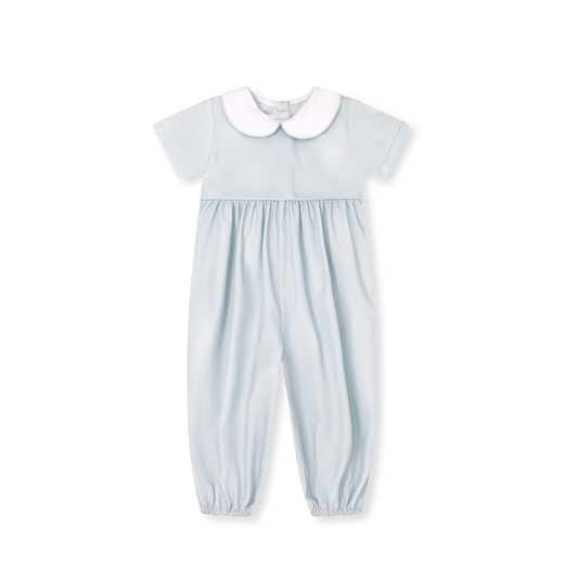 Rover Romper, Bellevue Blue Bitty Dot