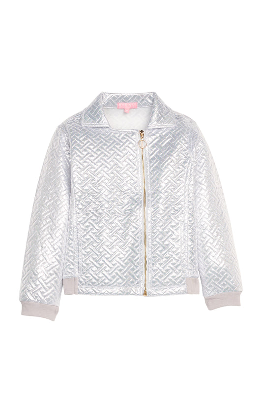 Quilted Moto Jacket, Silver