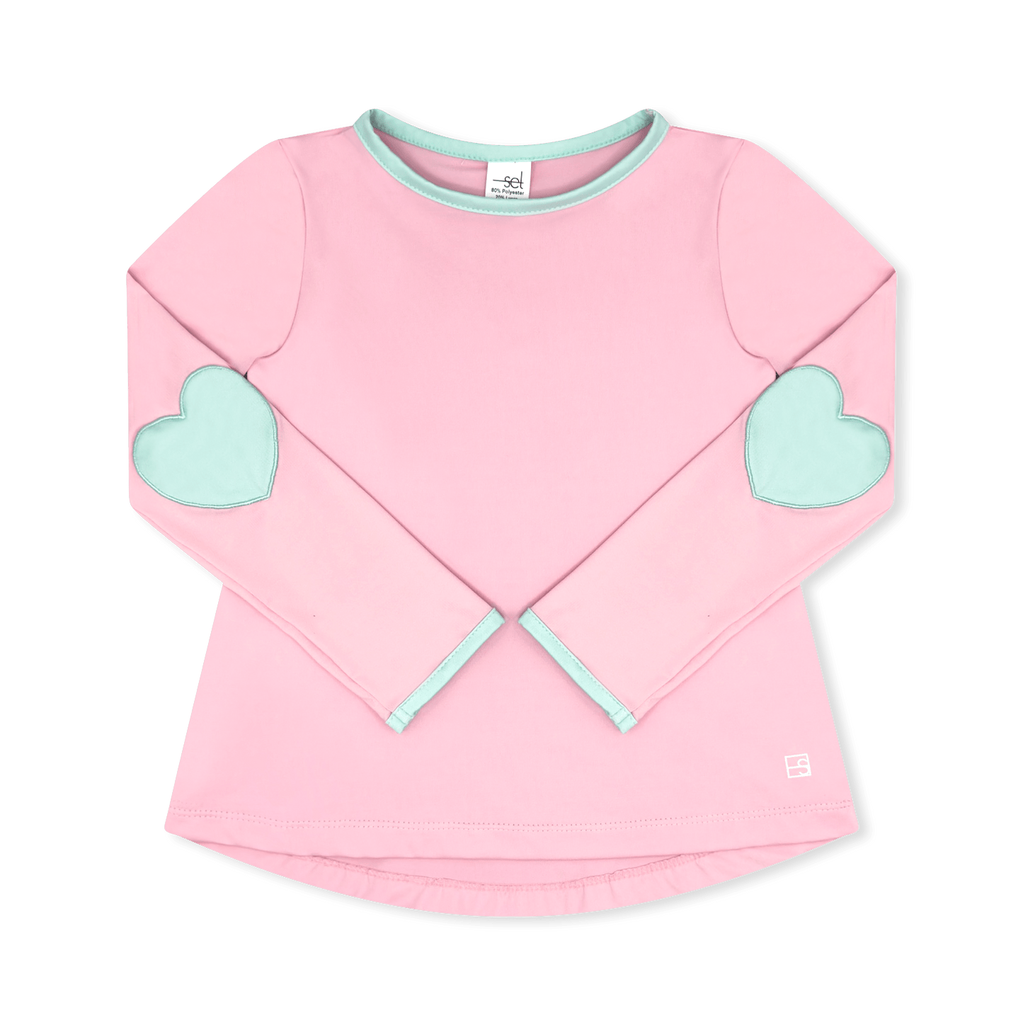 Kylie Shirt, Cotton Candy Pink with Heart Elbow Patches