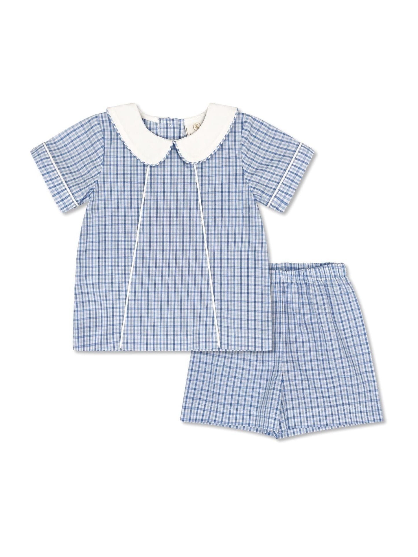 Billings Blue Plaid Shorts Set