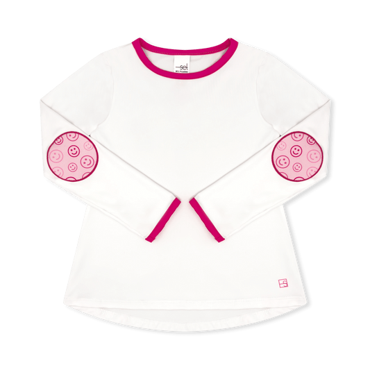 Kylie Shirt, Pure Coconut with Smiley Elbow Patches