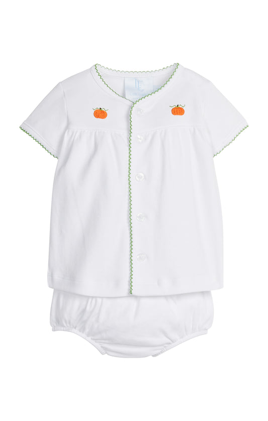 Pinpoint Layette Knit Set, Pumpkin