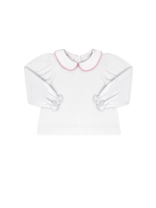 Better Together Blouse, White with Pink Corduroy