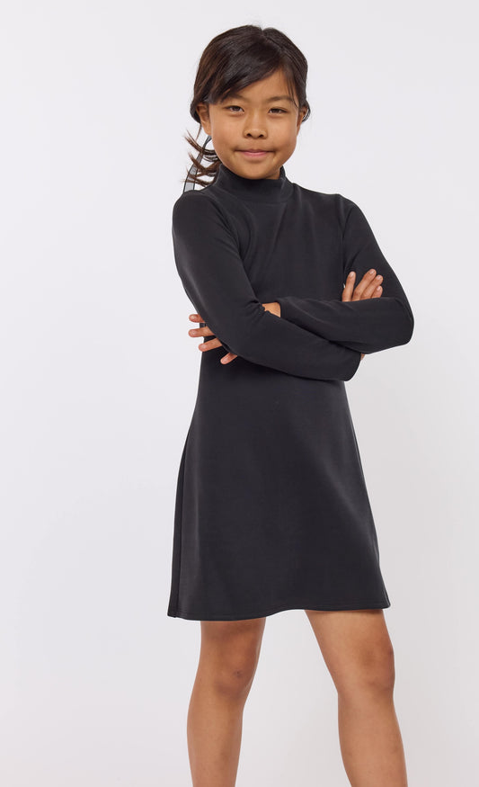 Mock Neck Knit Black Dress