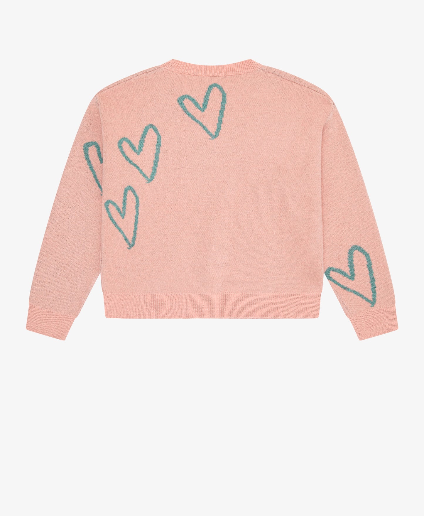 Boxy 'Hearts' Sweater - Pink & Teal