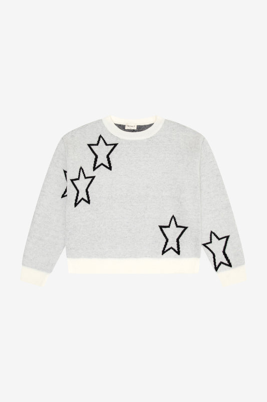 Boxy 'Stars' Sweater - Ivory w/ Black