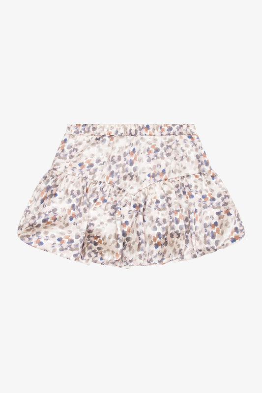 Printed Satin Tiered Bubble Skirt - Desert Sand