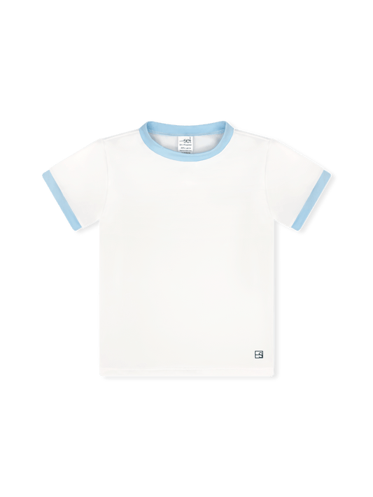 Bradley Basic Tee, Pure Coconut & Cotton Candy Blue *Presale*