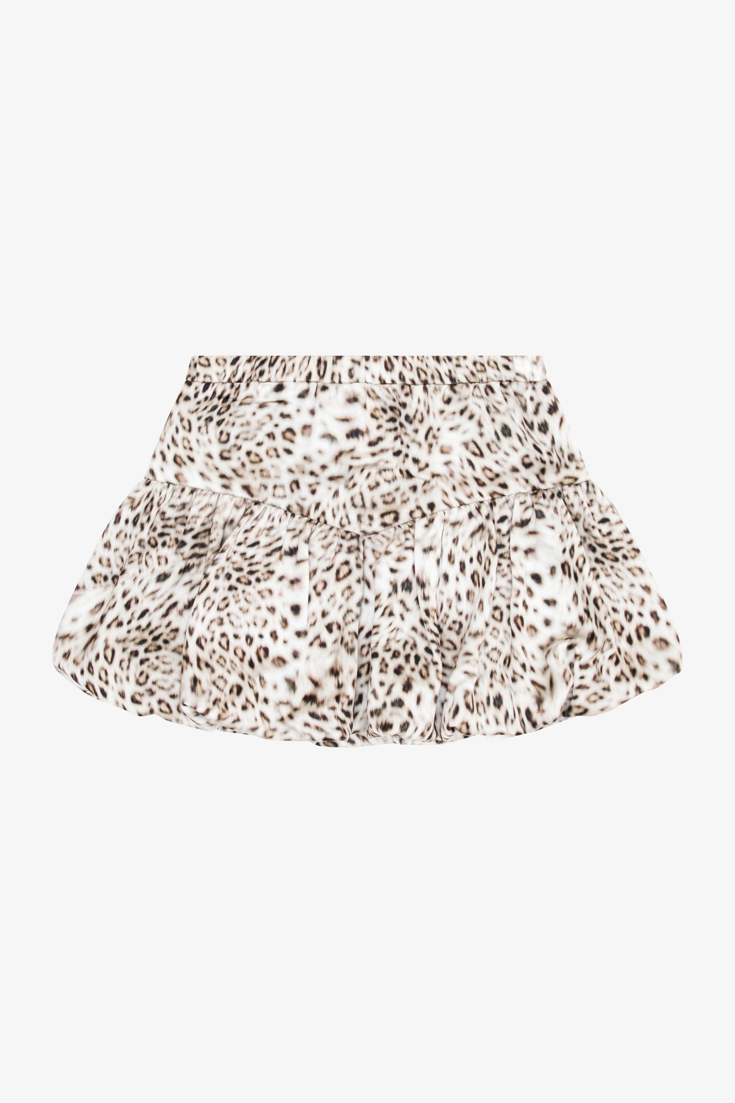 Printed Satin Tiered Bubble Skirt - Vertigo Feline