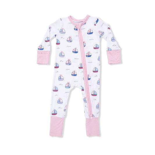 Bubbly Sailboats Pink Convertible Romper