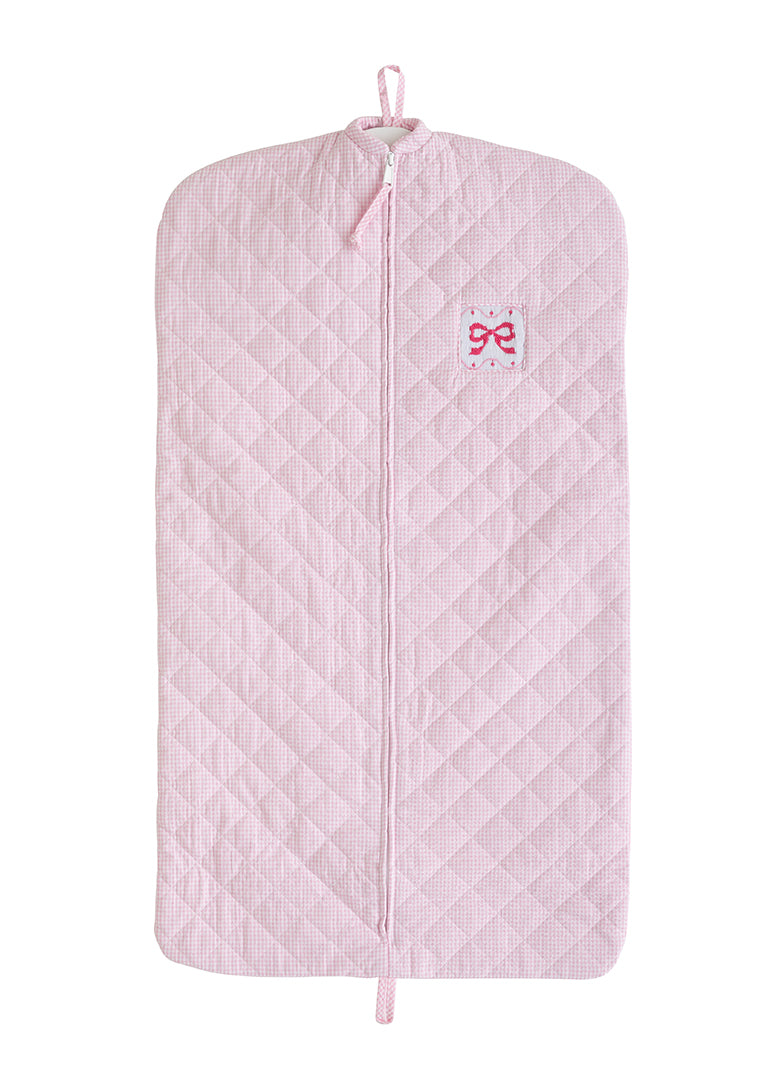 Quilted Garment Bag, Pink Bow