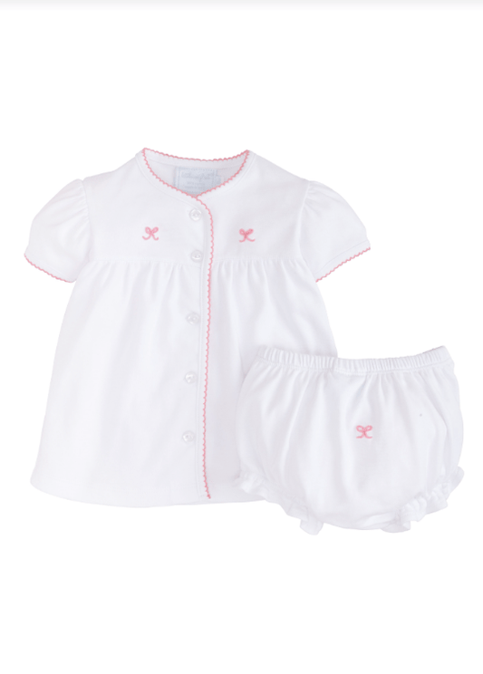 Pinpoint Layette Knit Set, Bow