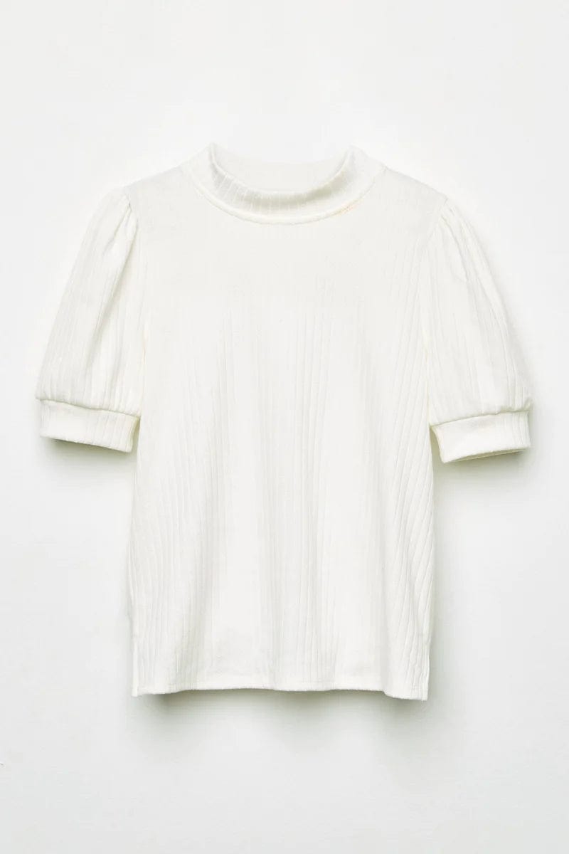 Textured Banded Neck Short Sleeve Shirt, White