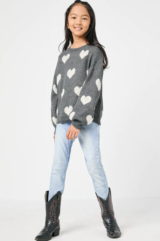 Girls Heart Pullover Sweater