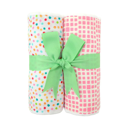 Set of 2 Burp Cloths, Multi Dot