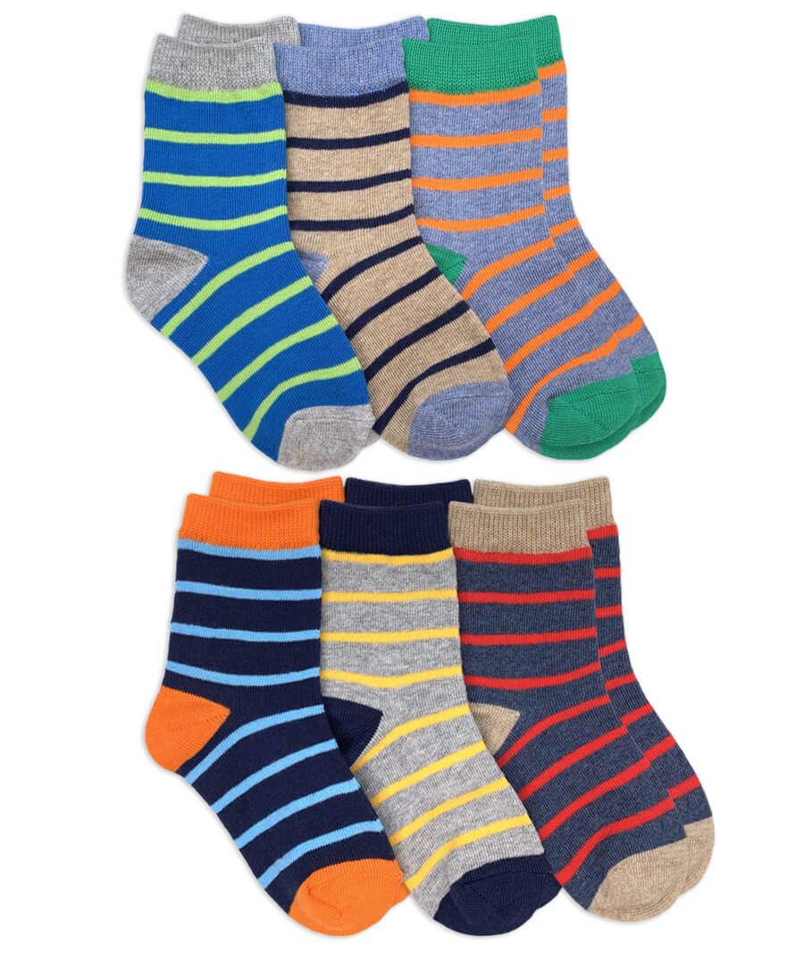 Stripe Pattern Crew Socks 6 Pair Pack