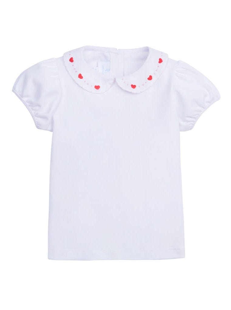 Embroidered Hearts Peter Pan Top