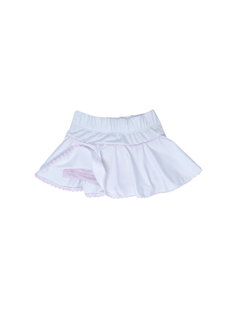 Quinn Skort, White & Pink Mini Gingham