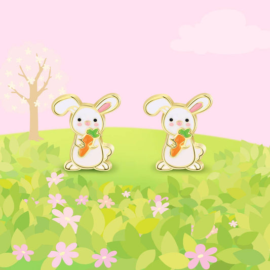 Easter Bunny Hugs Stud Earrings