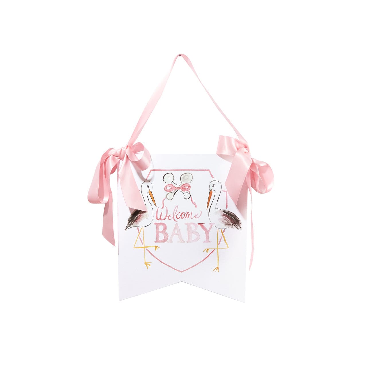 "Welcome Baby" Stork Hanger, Pink