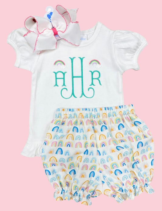 Girls Rainbow Monogram Mini Shirt