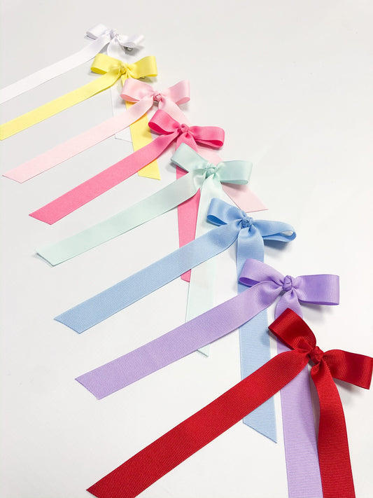 Mini Grosgrain Long Ribbon Bows with Streamer Tails