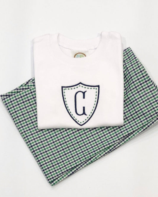 Boys Navy & Green Classic Crest Shirt