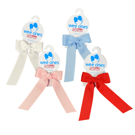 Tiny Grosgrain Short Ribbon Bows with Streamer Tails