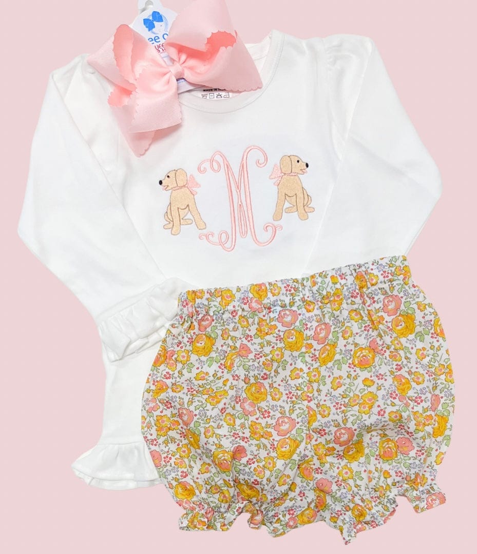 Sweet Bow Pup Initial Shirt