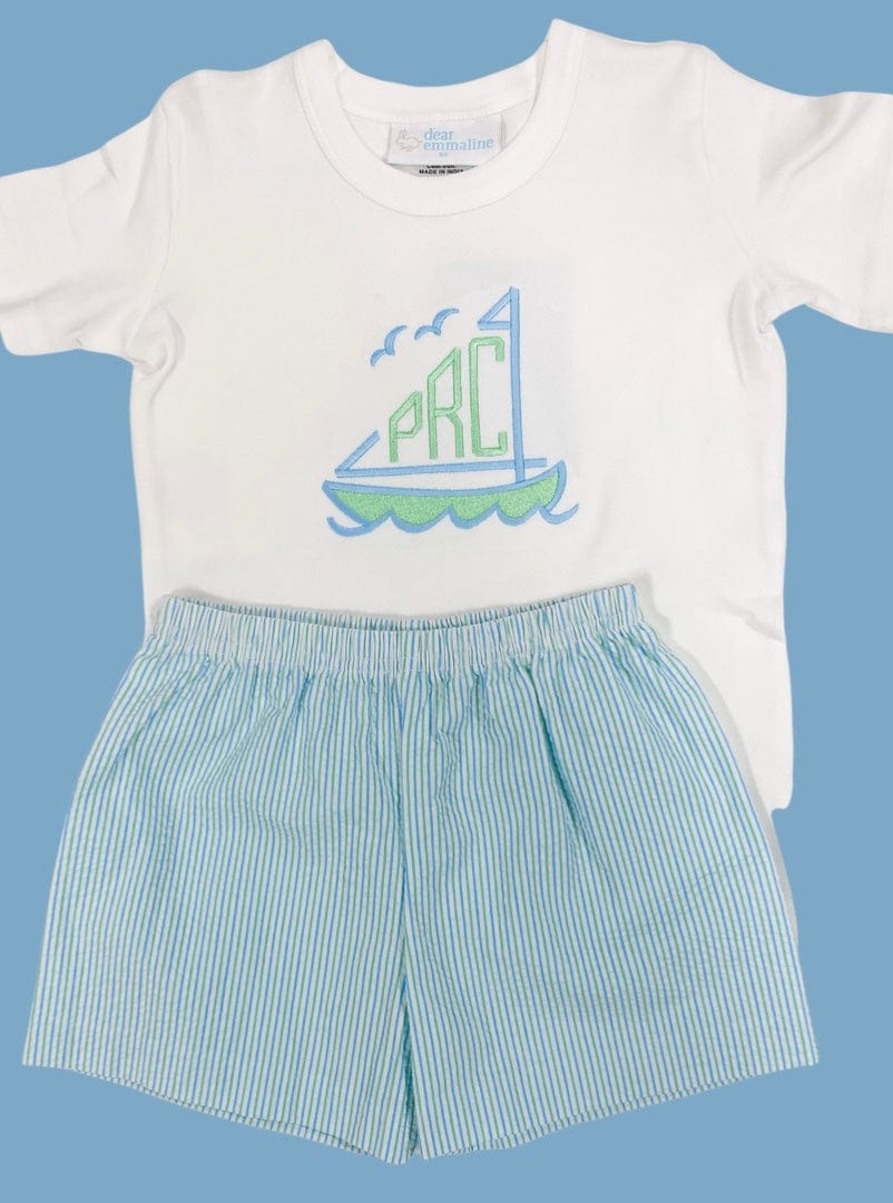 Boys Set Sail Monogram Shirt