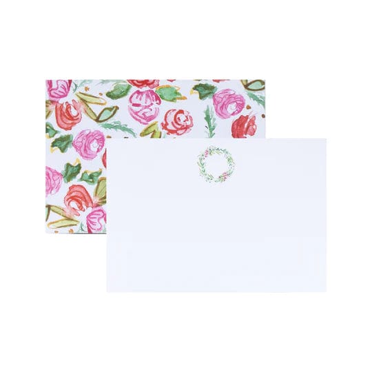 Pink Floral Wreath Notecards