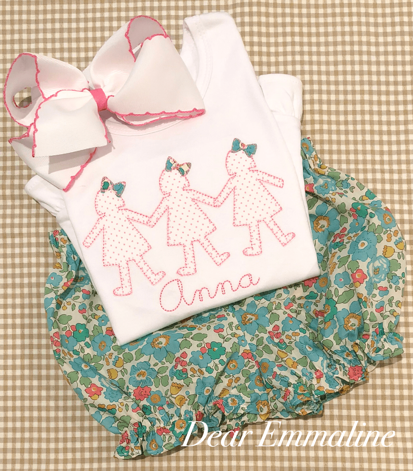 Paper Dolls with Bows Applique Shirt