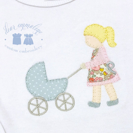 Girl with Carriage Applique Shirt