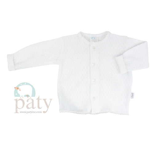 White Cuffed Sweater with White Trim by Paty